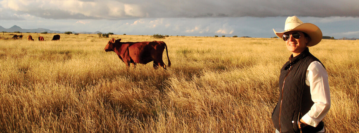 By October 2014, less than a year later, the Coyamito Ranch's grasslands were healthy and vibrant thanks to a new approach to grazing. Pictured here is Lilia Vela, Project Coordinator for Pronatura Noreste. Photo by Pronatura Noreste