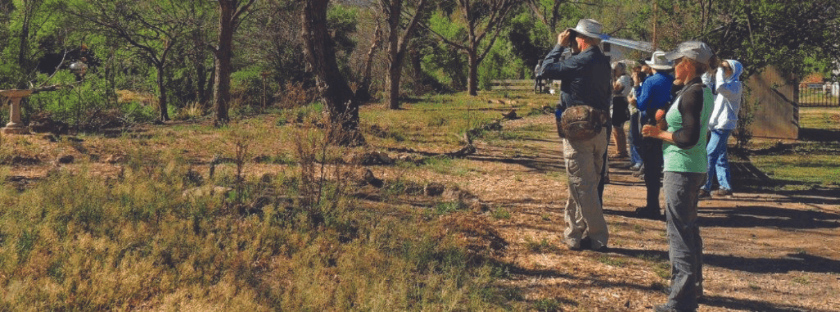 Visitors birding at the Paton Center, photo courtesy of the Paton Center